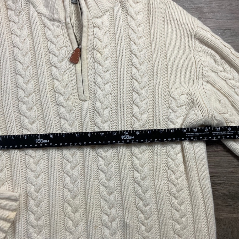 Daniel Cremieux Signature Sweater Mens Large Cream Cashmere 1/4 Zip Fisherman - Picture 8 of 9